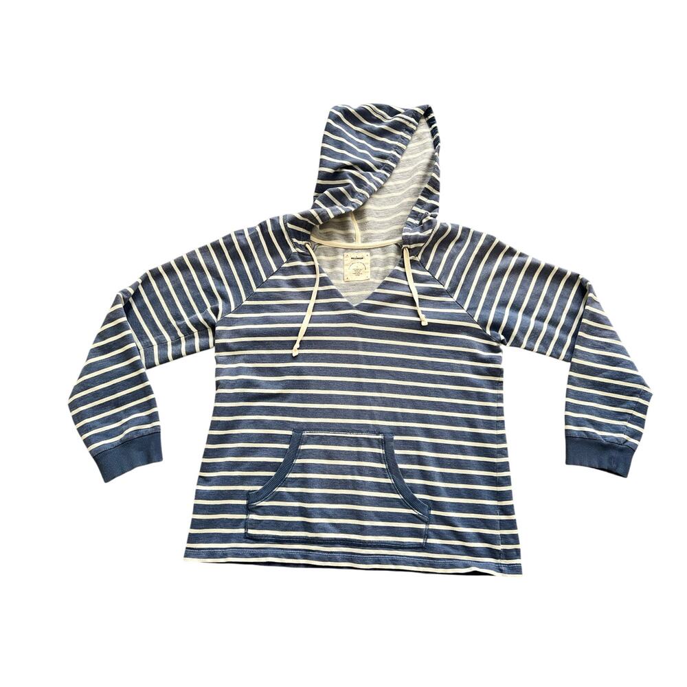Anthropologie Allihop Blue Stripe Nautical Hoodie Sweatshirt Coastal L